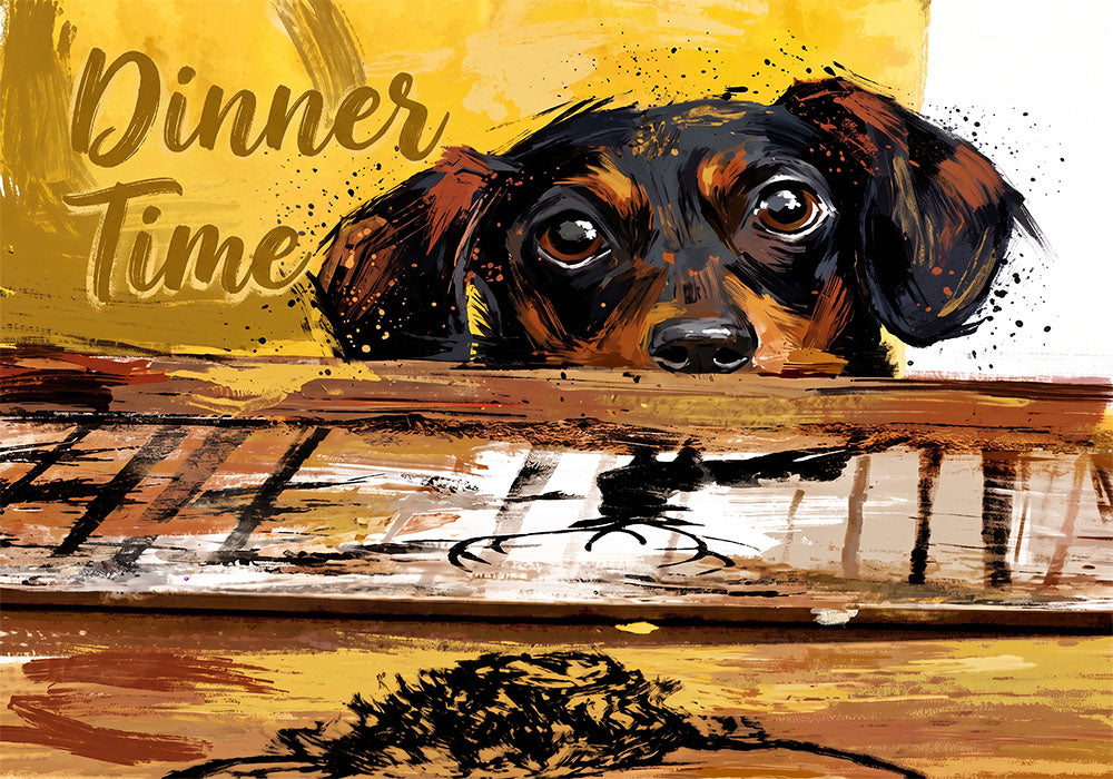 Playful Dinner Time Dog Coloursplash Print – Modern Home Decor
