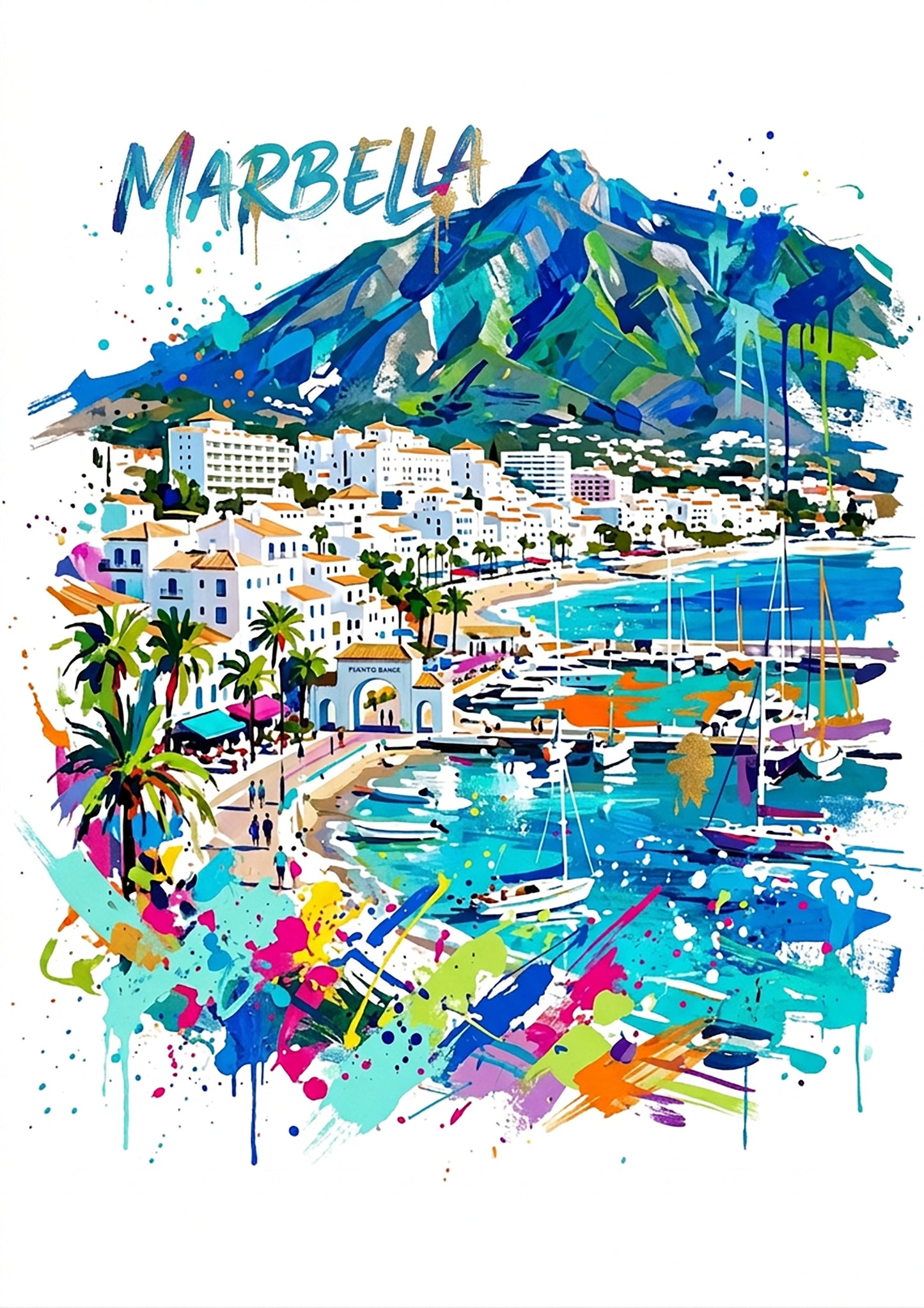 Marbella Coloursplash Art Print — Modern Coastal Spain Poster