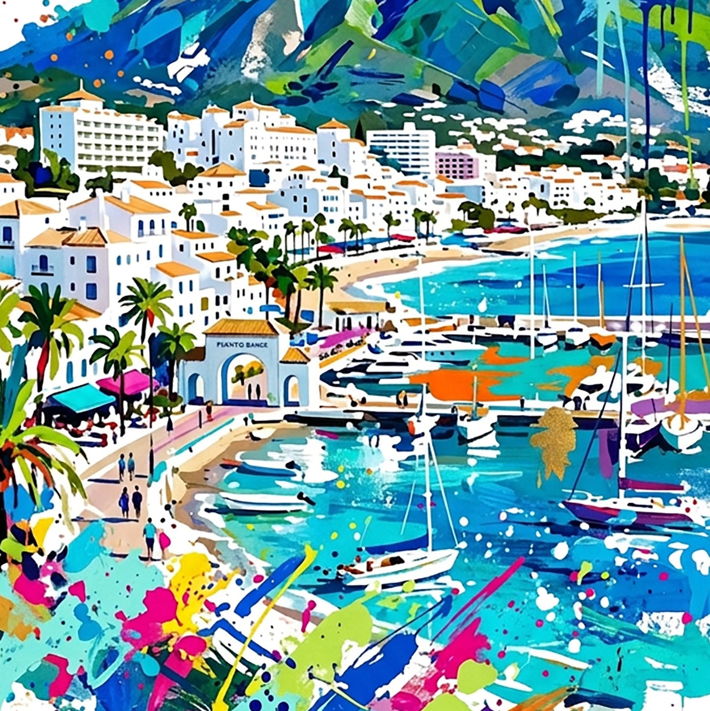 Marbella Coloursplash Art Print — Modern Coastal Spain Poster