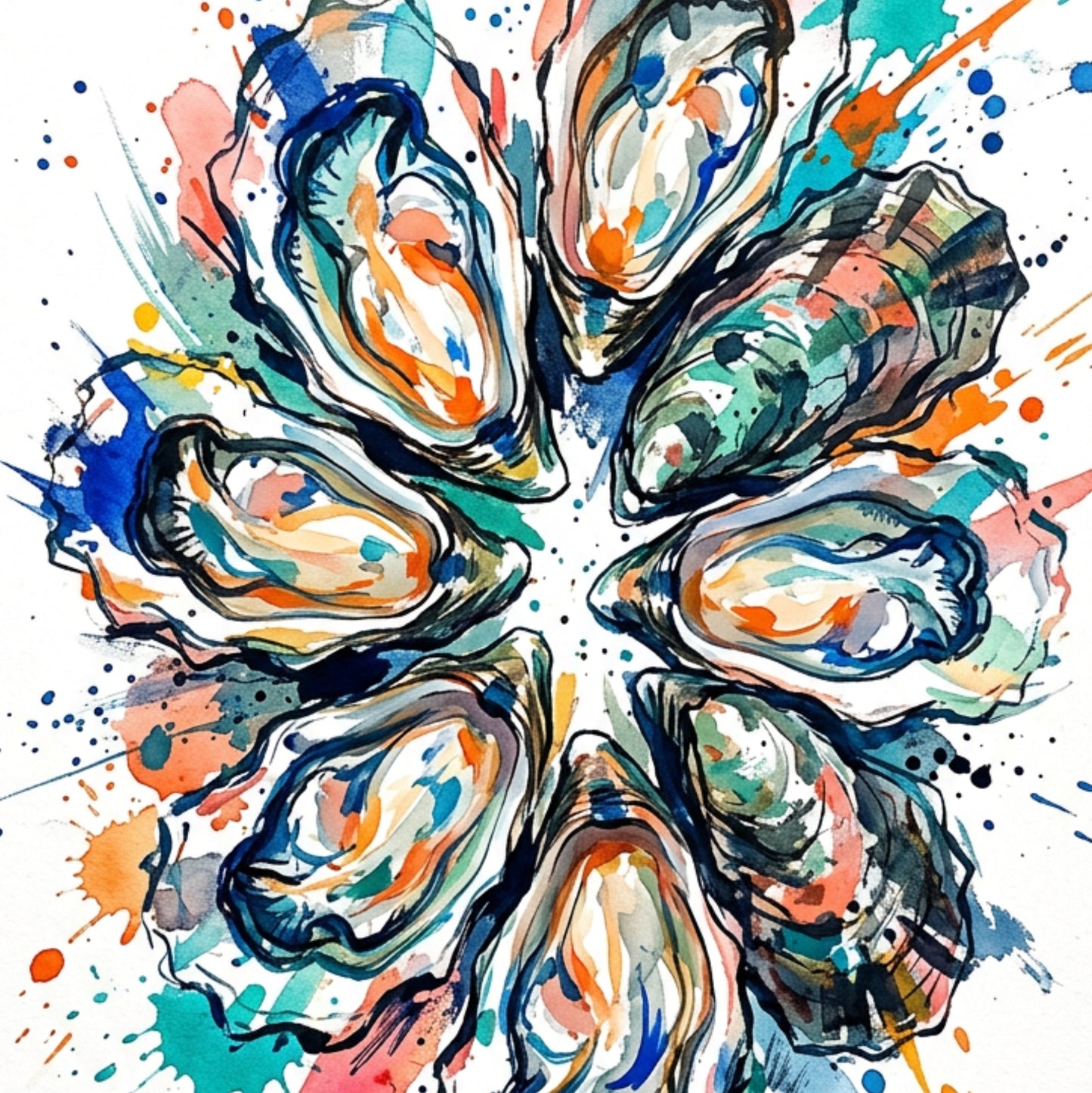 Oyster Shell Coloursplash Coastal Print – Modern Nautical Wall Art