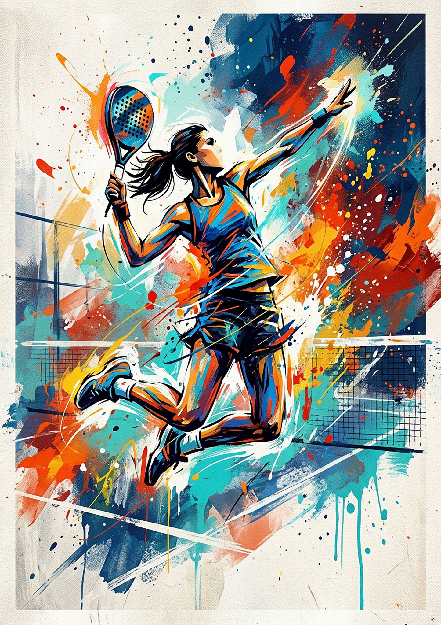 Female Padel Smash – Abstract Coloursplash Print