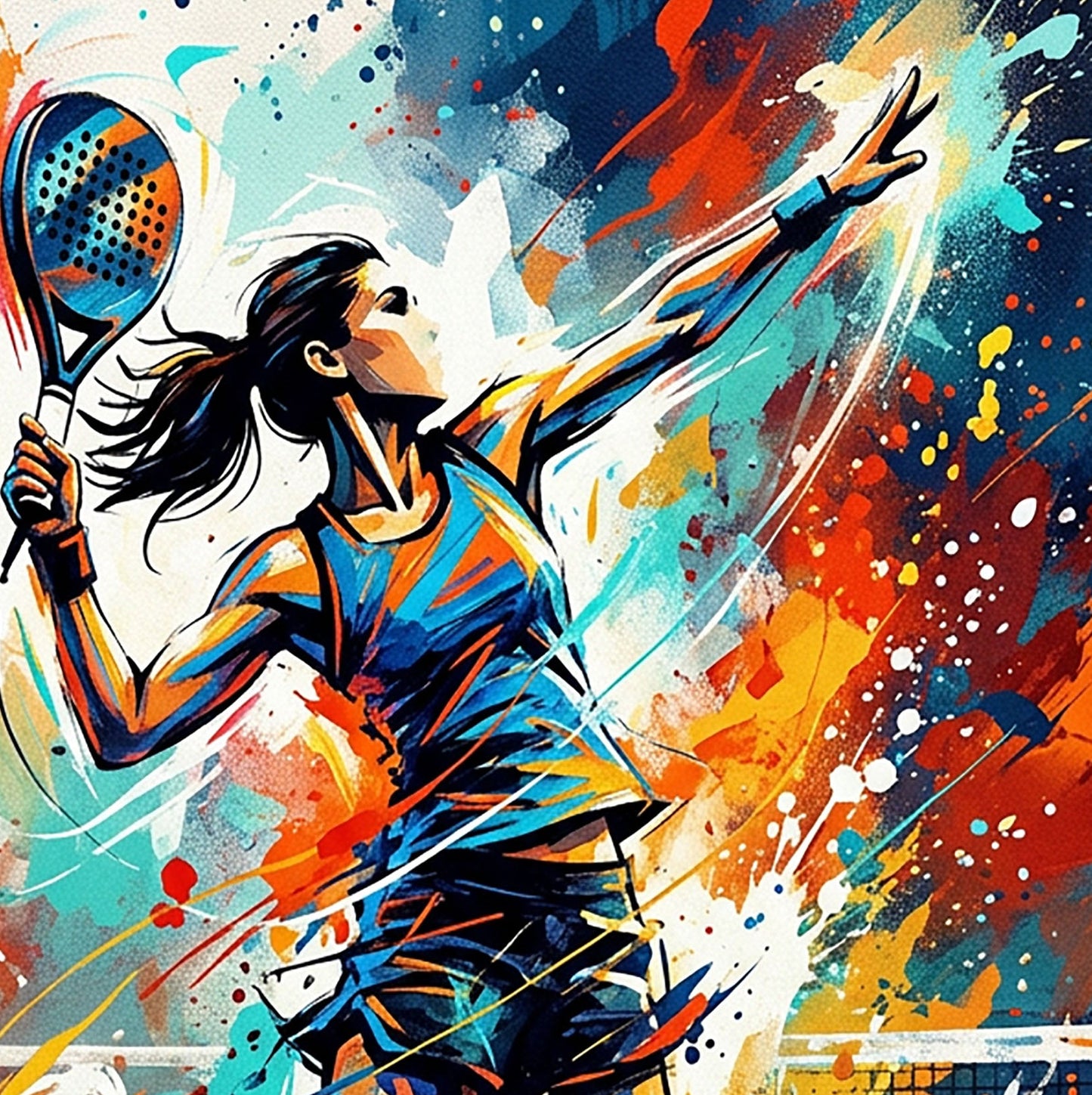 Female Padel Smash – Abstract Coloursplash Print
