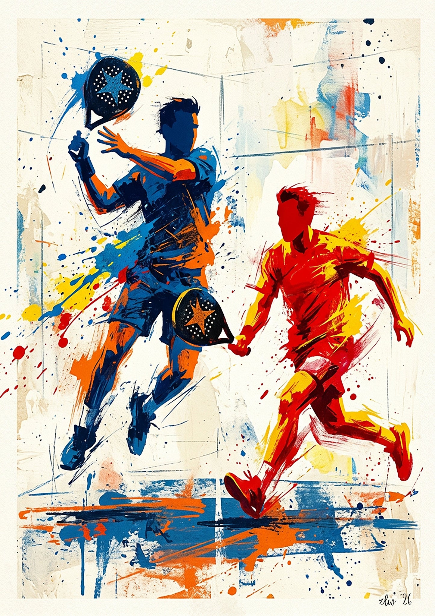 Padel Duo Art Print – Expressive Abstract Sports Wall Art