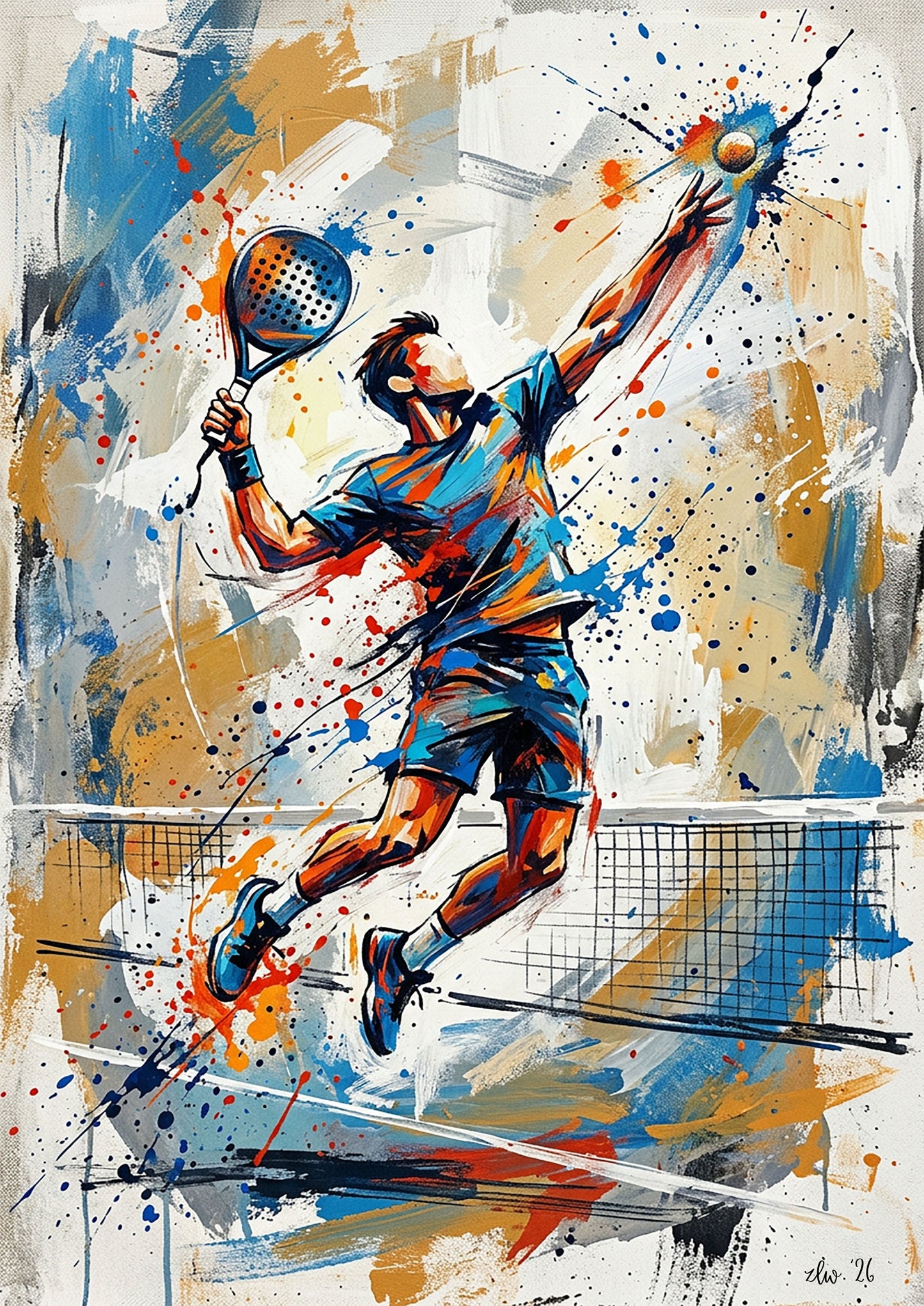 Padel Player Art Print – Expressive Abstract Sports Wall Art
