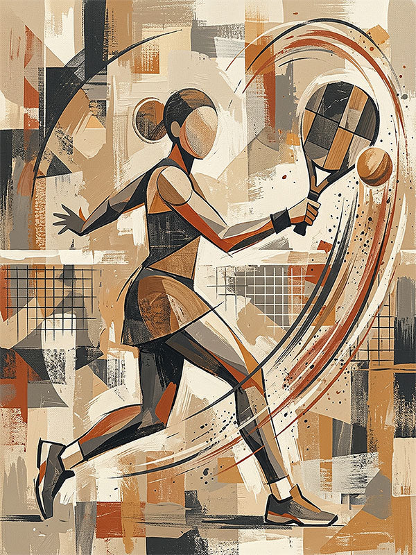 Female Padel Motion – Abstract Geometric Print