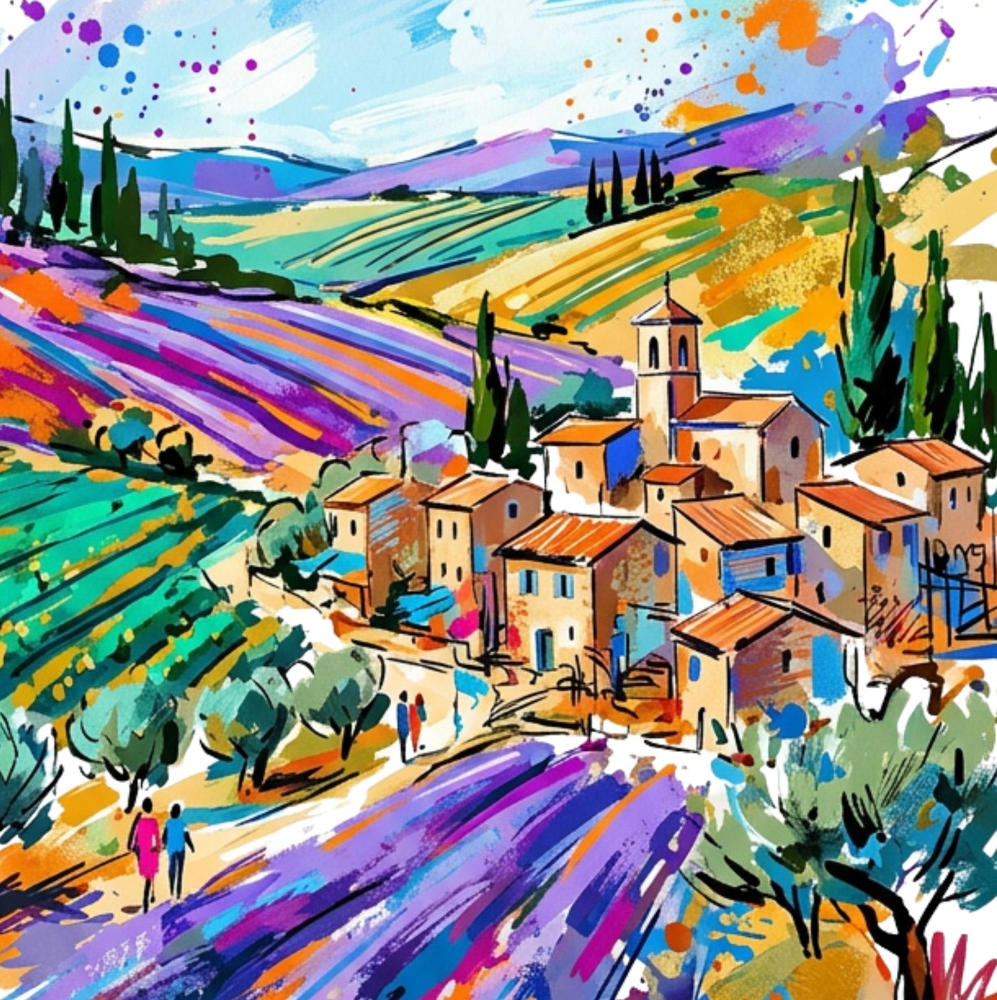 Provence Coloursplash Travel Print – Modern France Wall Art