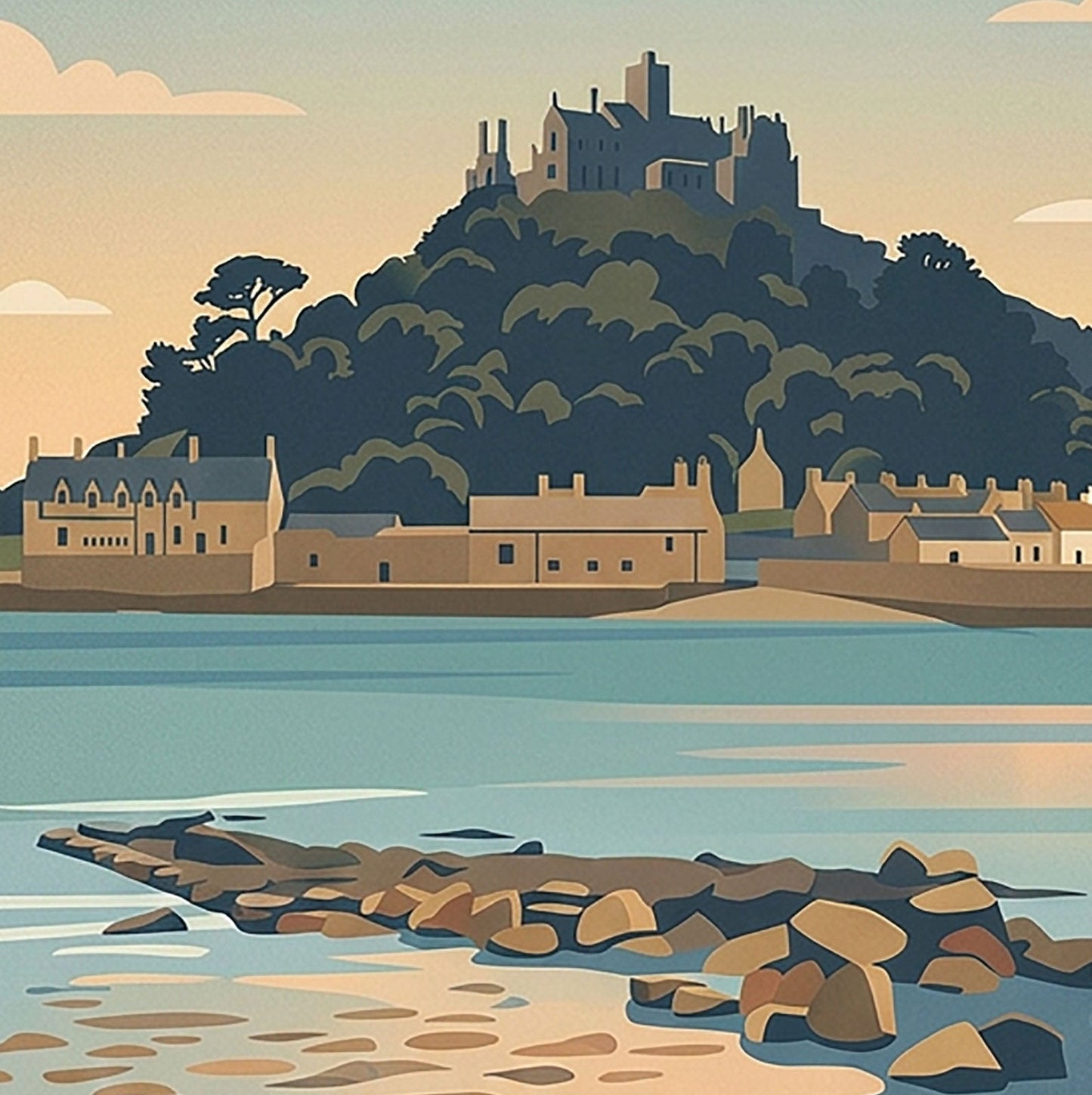 Marazion St Michael’s Mount Travel Poster – Vintage Cornwall Wall Art