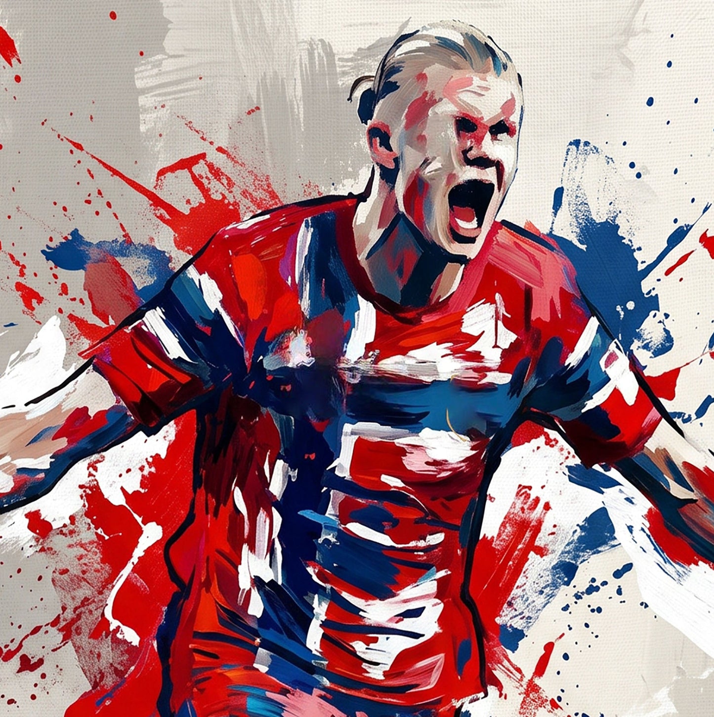 Expressive Red Football Celebration Art Print – Dynamic Abstract Sports Artwork