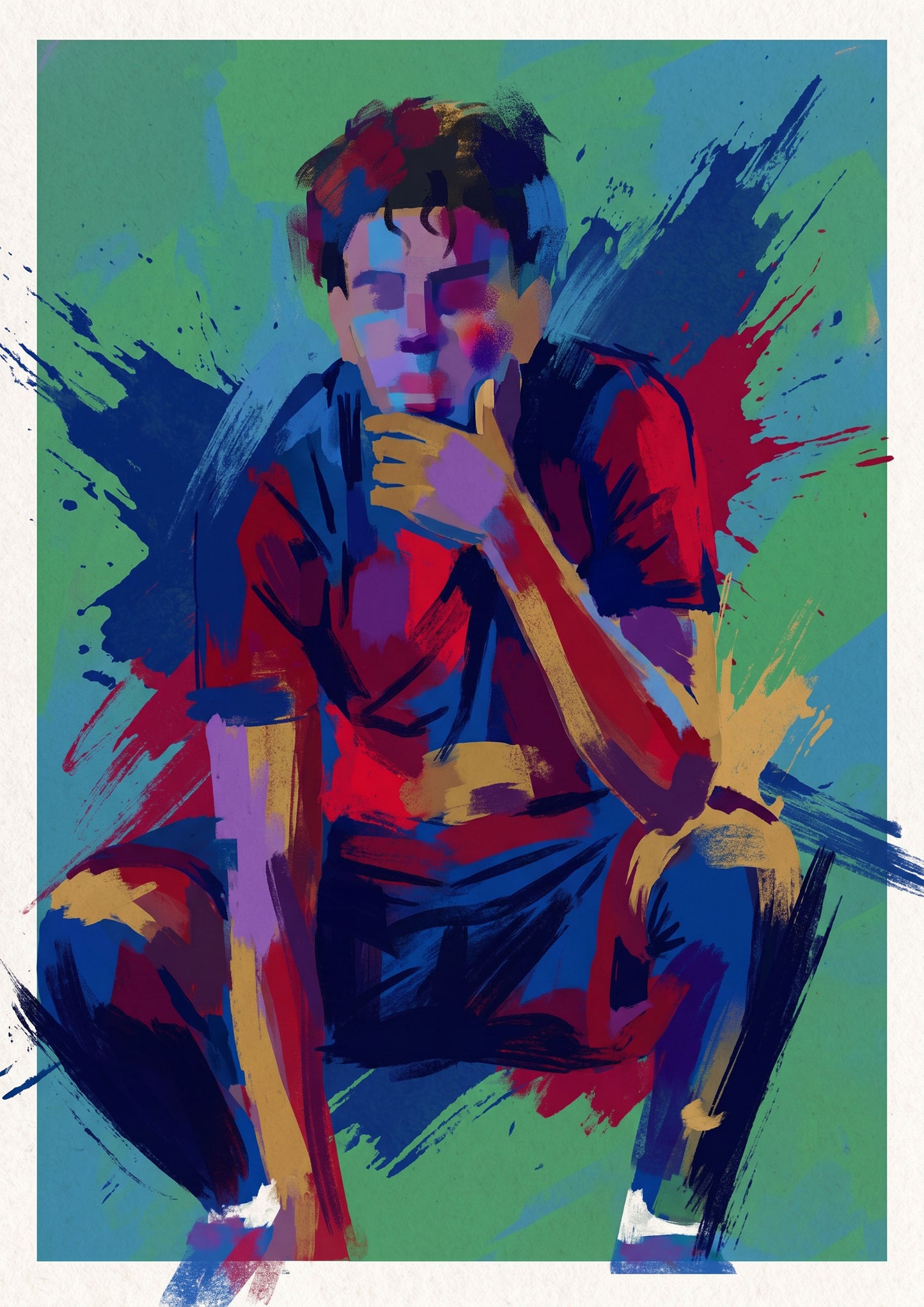 Expressive Barcelona‑Inspired Football Art Print – Dynamic Abstract Celebration Artwork