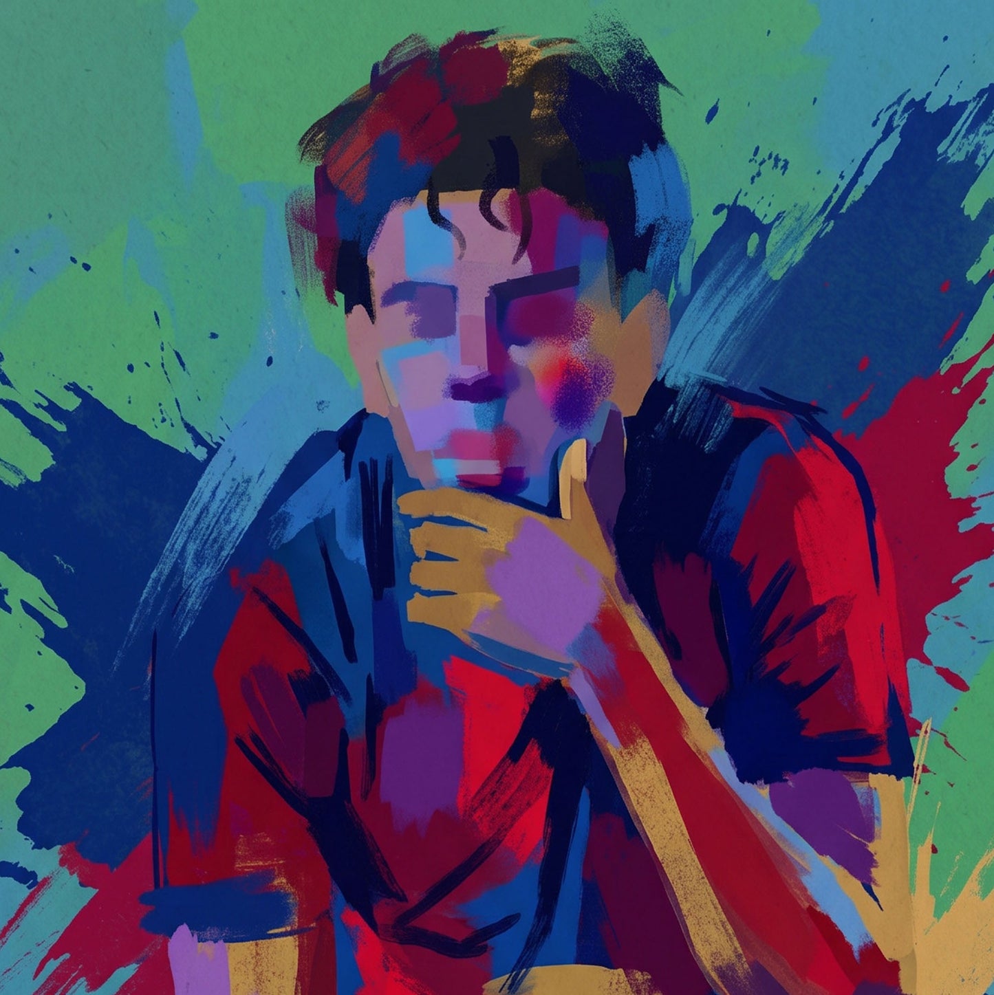 Expressive Barcelona‑Inspired Football Art Print – Dynamic Abstract Celebration Artwork