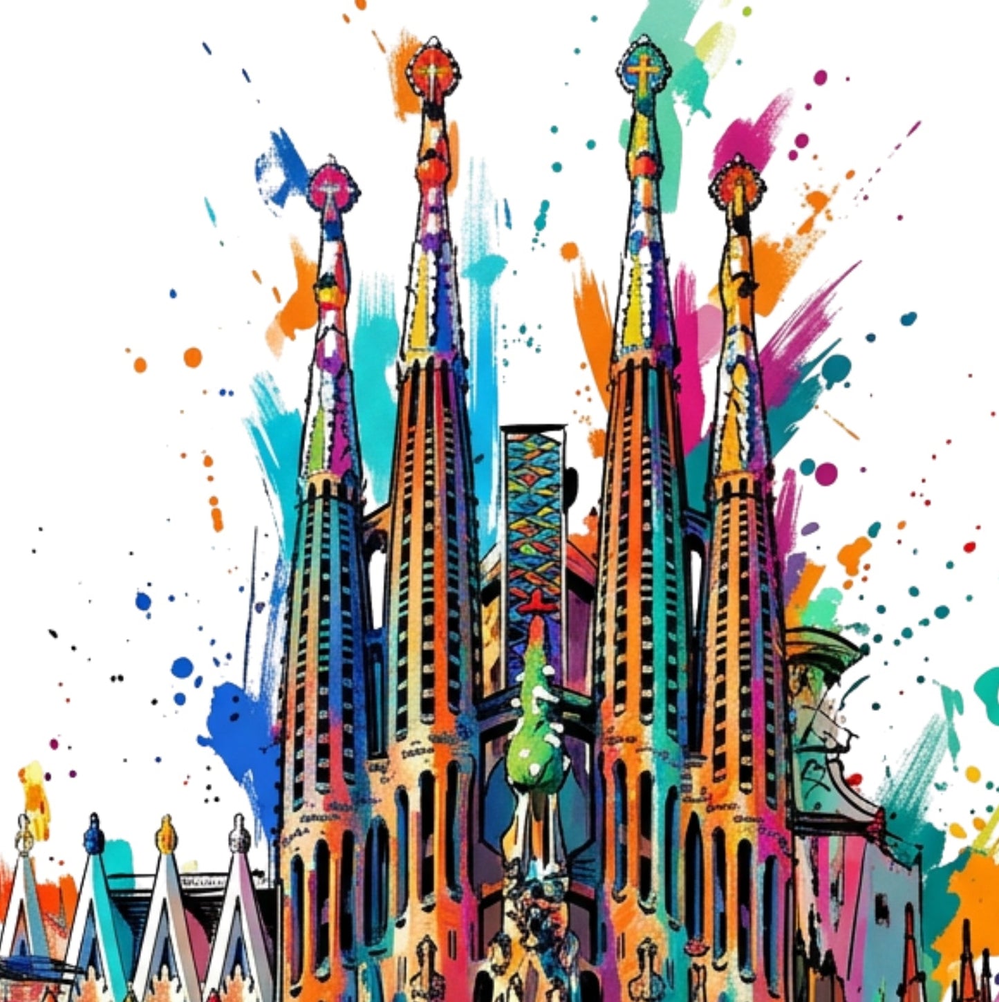 Sagrada Familia Coloursplash Travel Print – Modern Barcelona Wall Art
