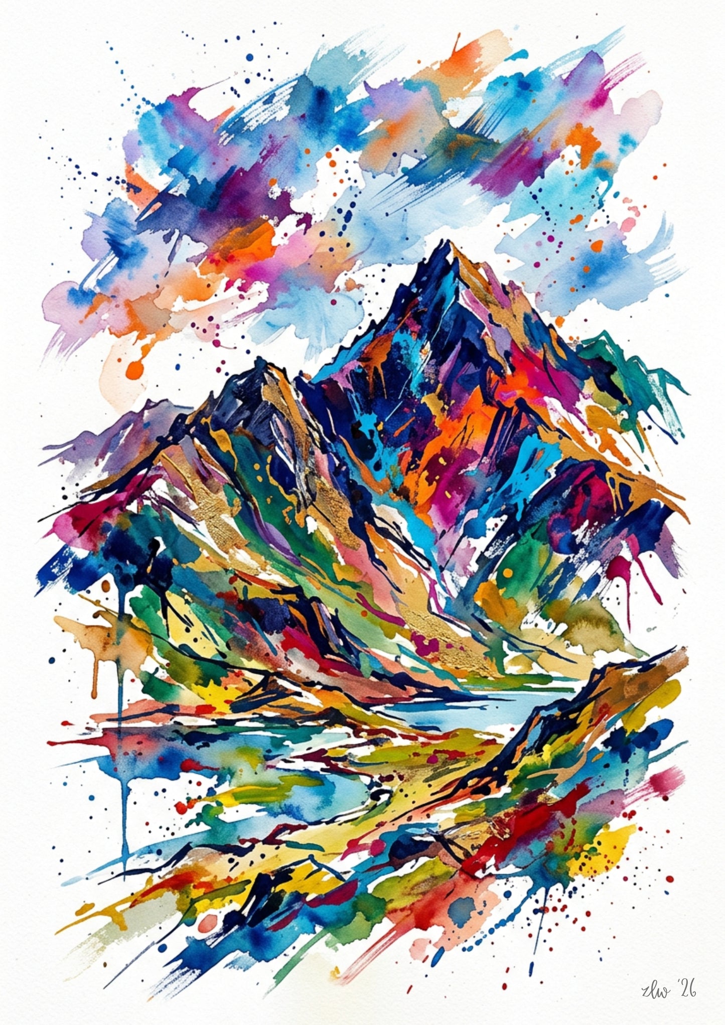 Expressive Snowdonia Coloursplash Art Print – Modern Adventure Collection Landscape