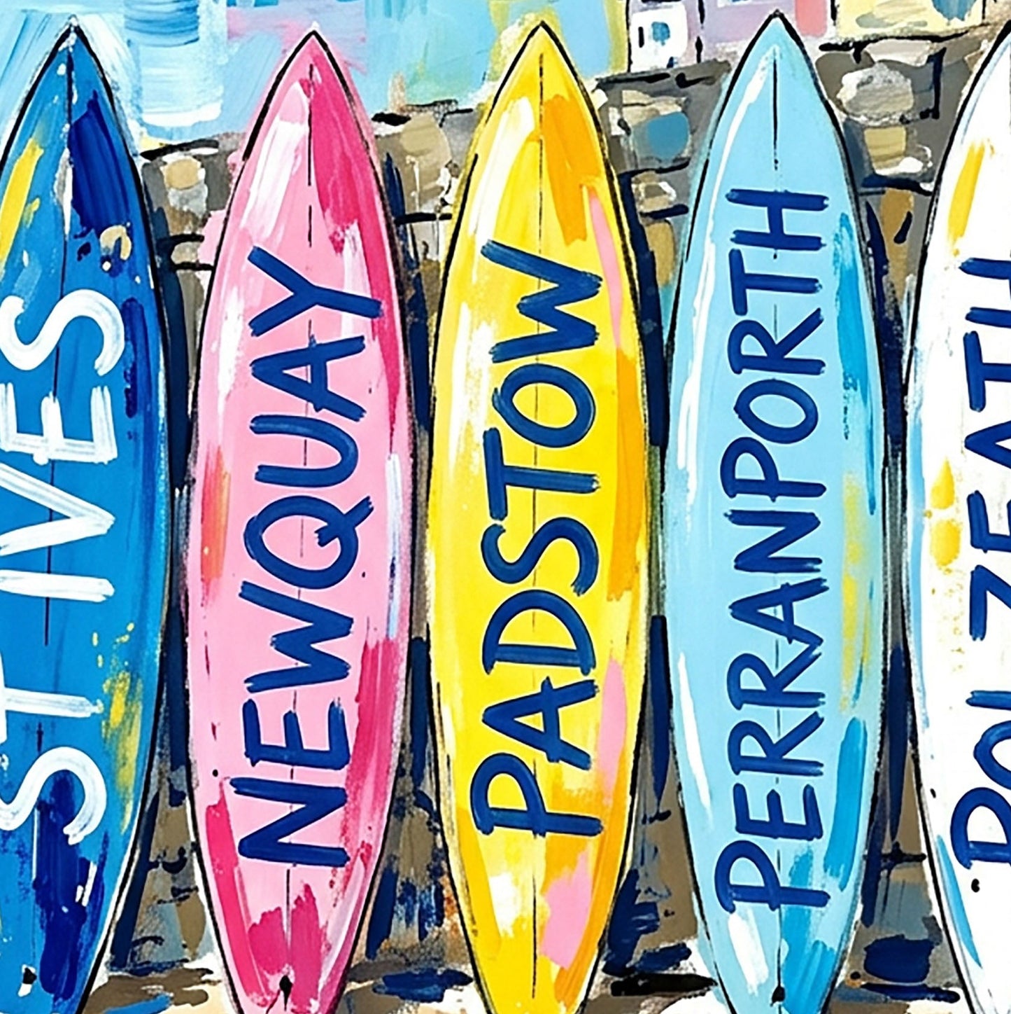 Cornwall Surfboards Coloursplash Coastal Print – Modern Nautical Wall Art