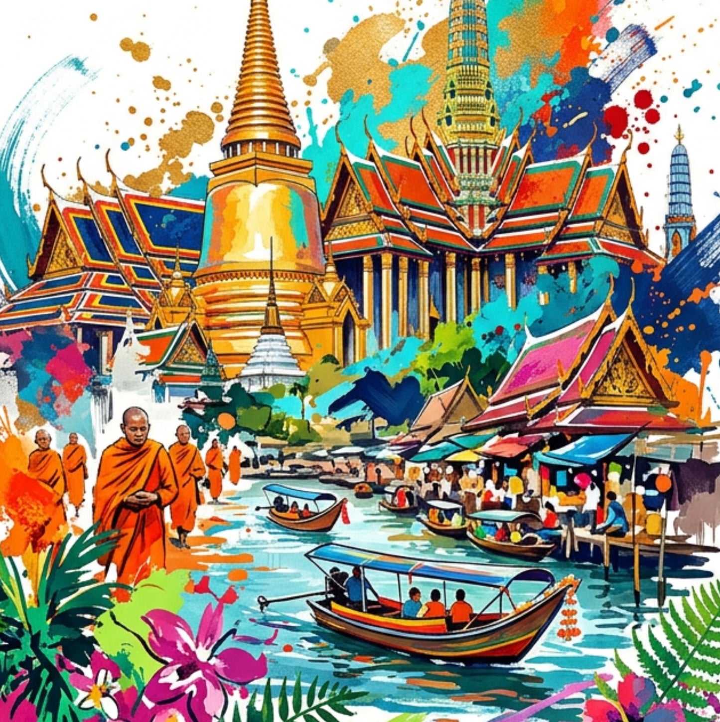 Thailand Coloursplash Travel Print – Modern Thai Culture Wall Art