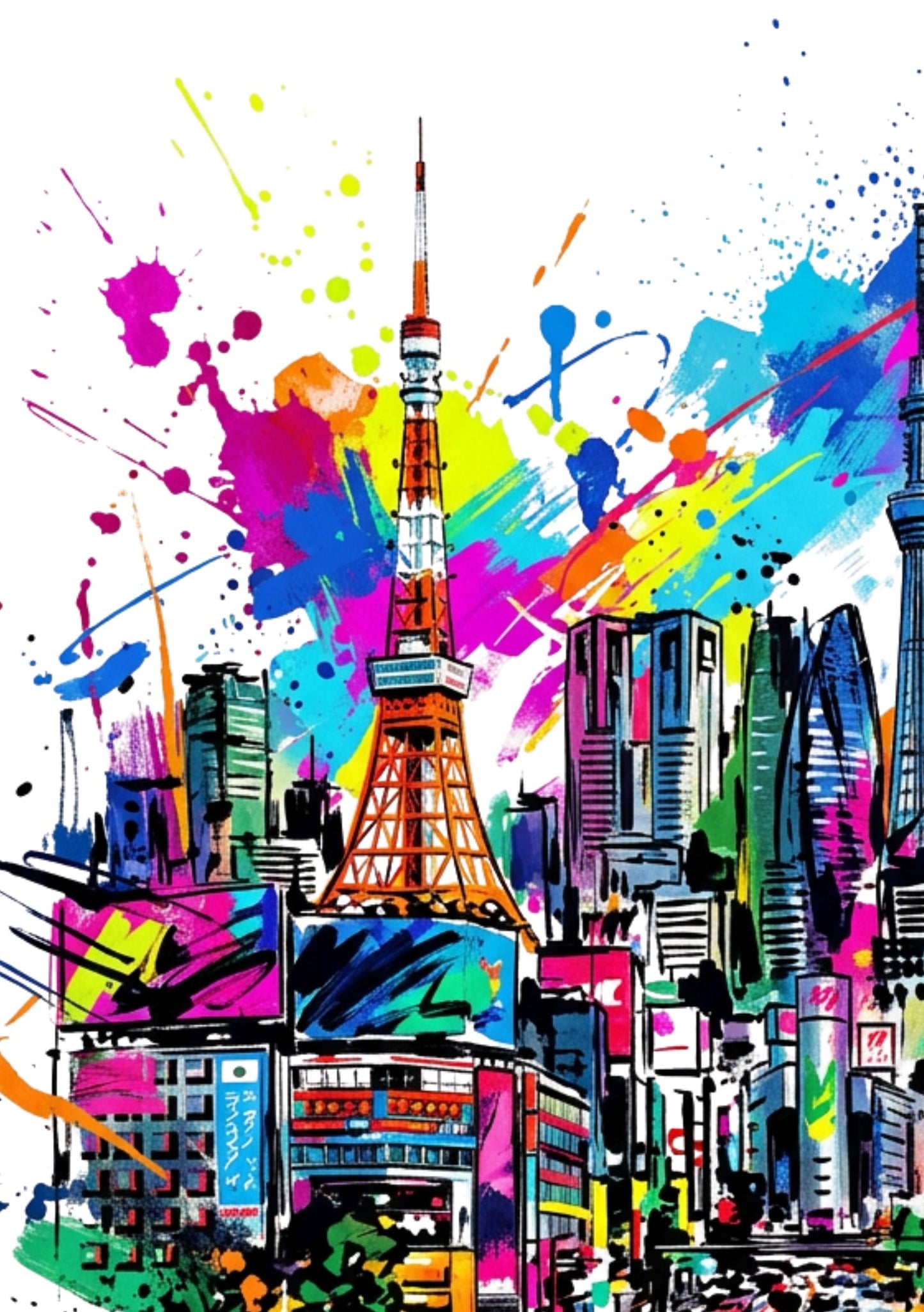 Tokyo Coloursplash Travel Print – Modern Japan Wall Art