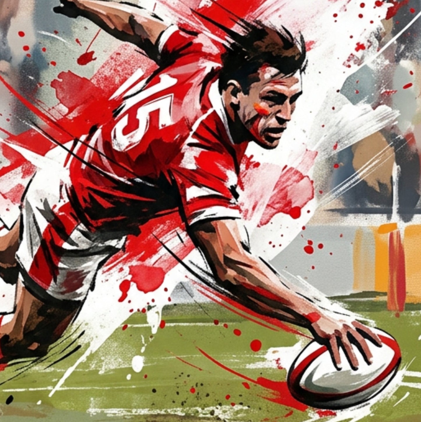 Rugby Try Art Print – Expressive Sports Wall Art