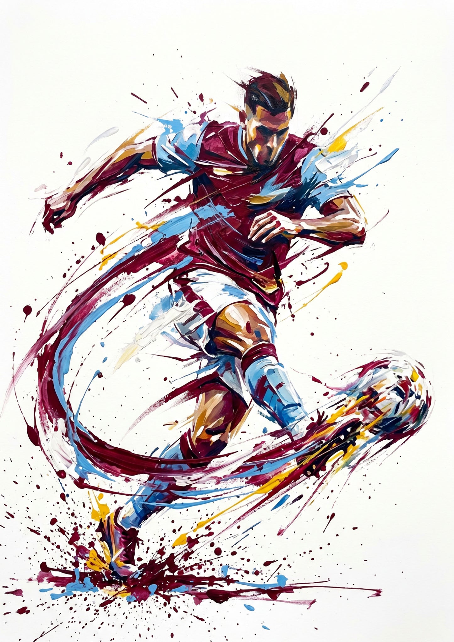 Aston Villa Coloursplash Footballer Print – Dynamic West Midlands Sports Art