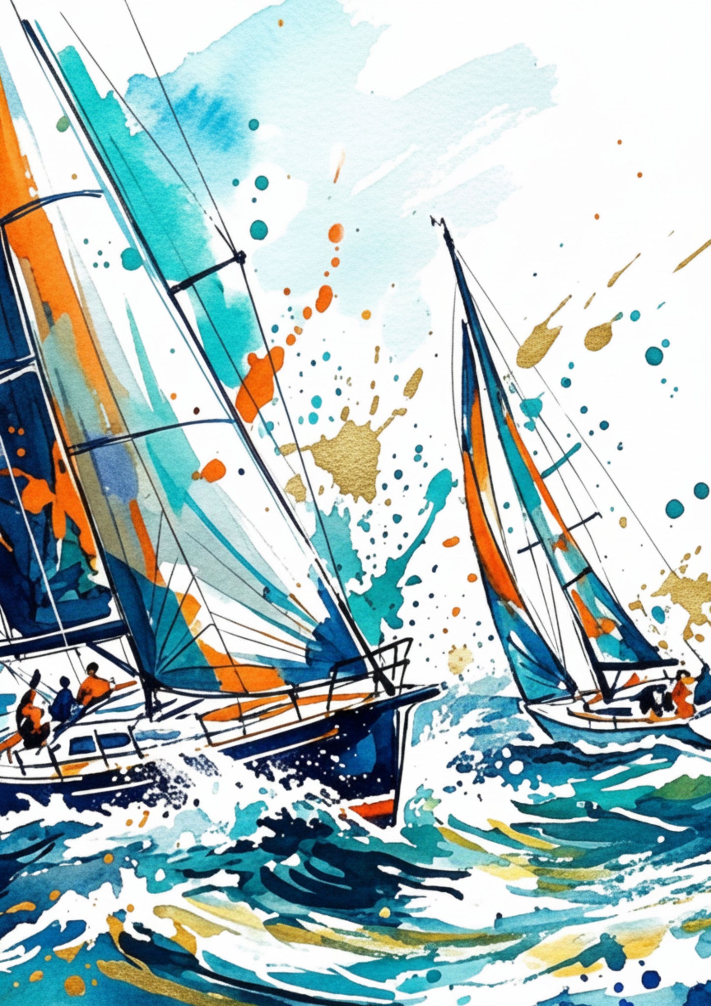 Ocean Sailing Triptych Art Print – Expressive Coloursplash Design