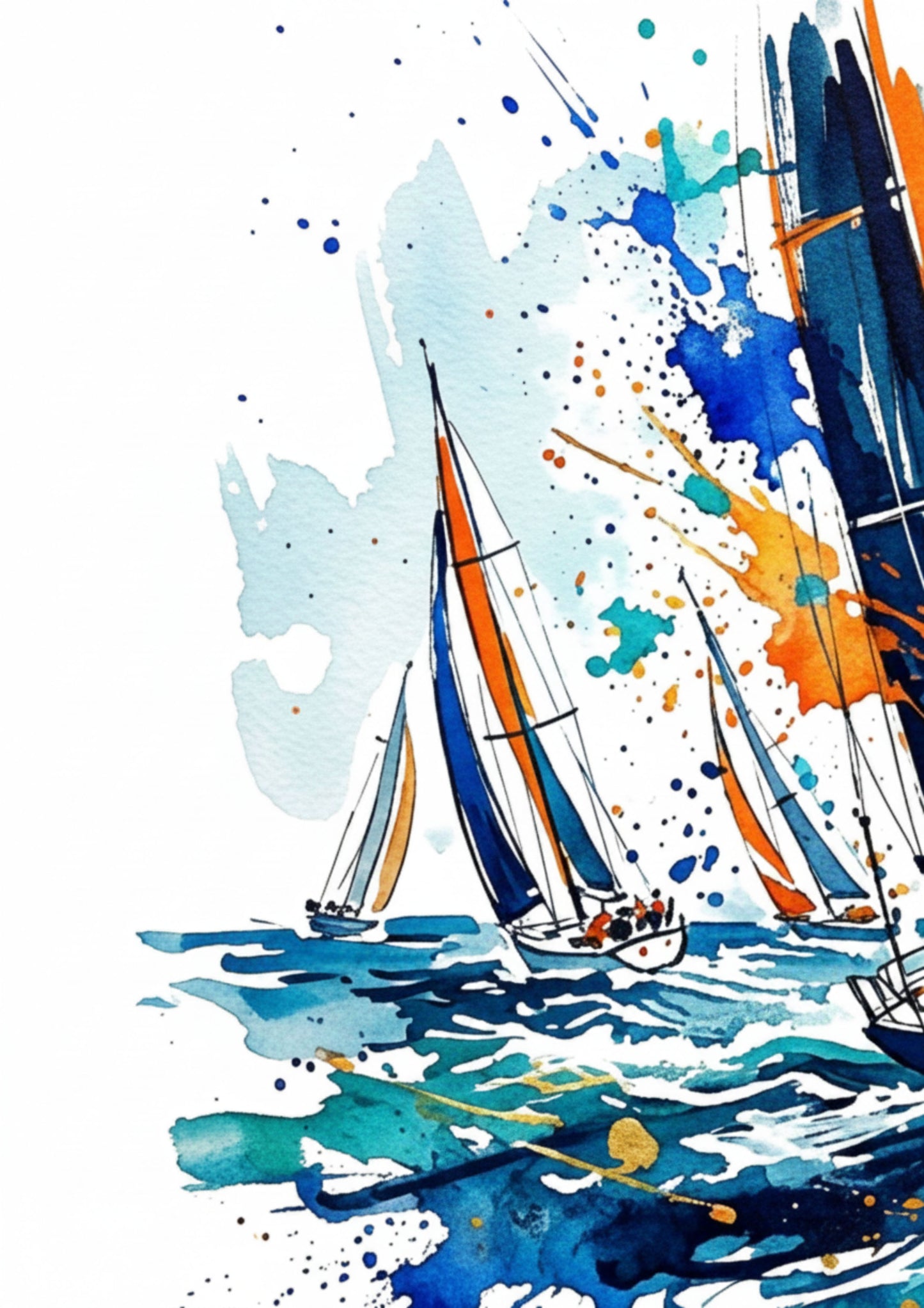 Ocean Sailing Triptych Art Print – Expressive Coloursplash Design