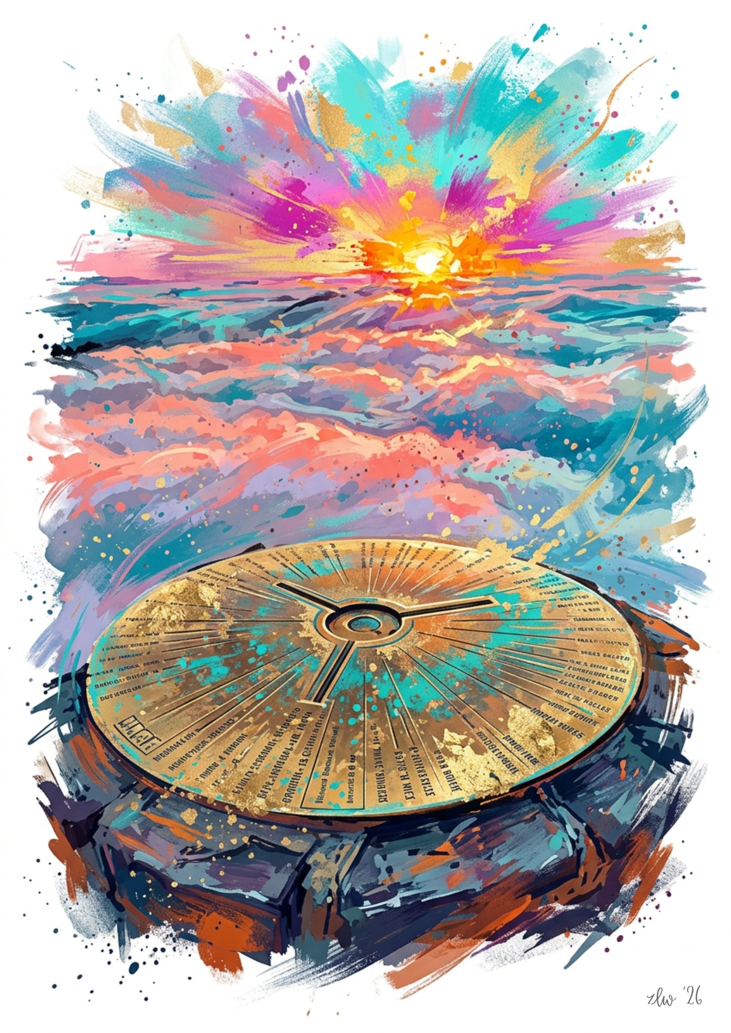 Yr Wyddfa Summit Compass Art Print – Vibrant Adventure Landscape
