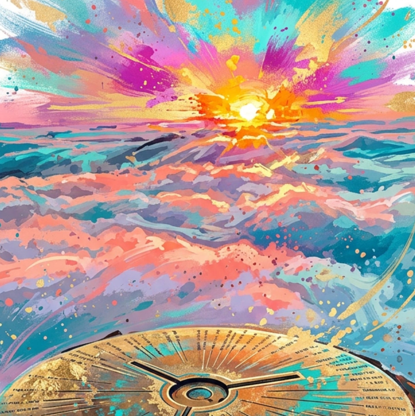 Yr Wyddfa Summit Compass Art Print – Vibrant Adventure Landscape