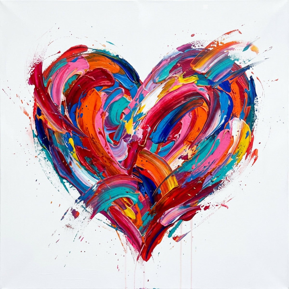Abstract Heart – Fine Art Watercolour Card (6×6) - Bella Leaf StudioPremium Art Prints