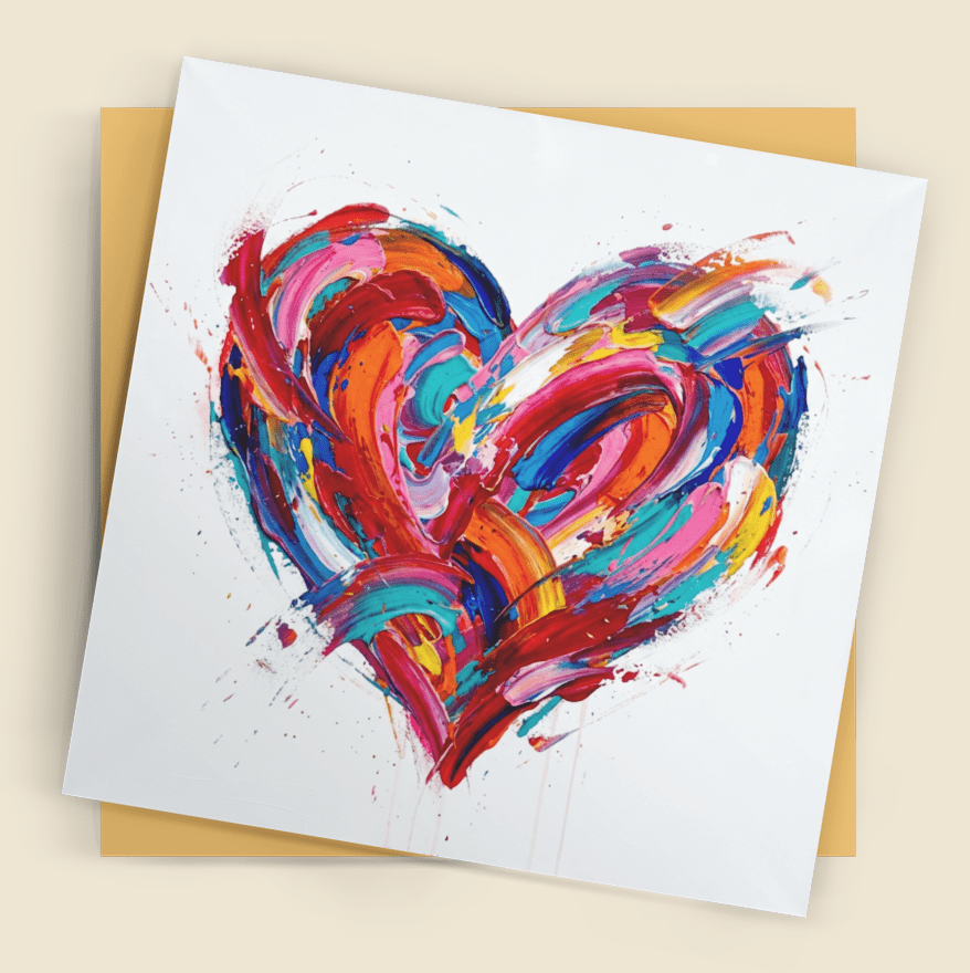 Abstract Heart – Fine Art Watercolour Card (6×6) - Bella Leaf StudioPremium Art Prints