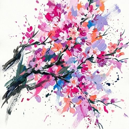 Blossom Art Card – Contemporary Abstract Floral Design - Bella Leaf StudioPremium Art Prints