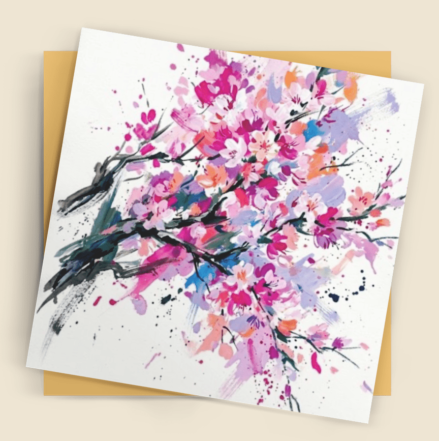 Blossom Art Card – Contemporary Abstract Floral Design - Bella Leaf StudioPremium Art Prints