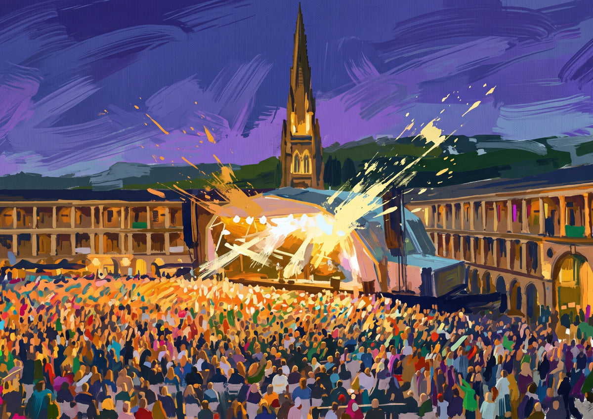 Concert Night at Halifax Piece Hall – Vibrant Travel Wall Art Print - Bella Leaf StudioPremium Art Prints