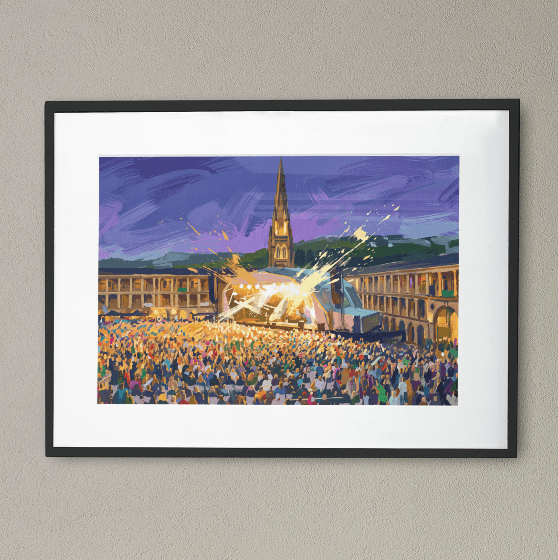 Concert Night at Halifax Piece Hall – Vibrant Travel Wall Art Print - Bella Leaf StudioPremium Art Prints