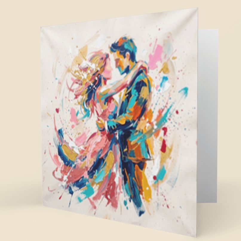 Couple Embracing Engagement Card – Fine Art Watercolour - Bella Leaf StudioPremium Art Prints