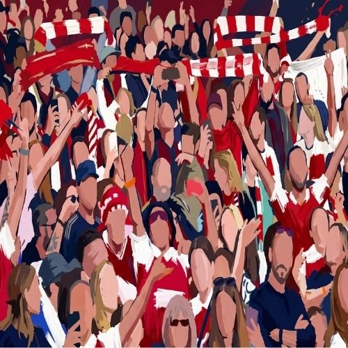 Crowd Celebration Art Card – Contemporary Abstract People Scene - Bella Leaf StudioPremium Art Prints