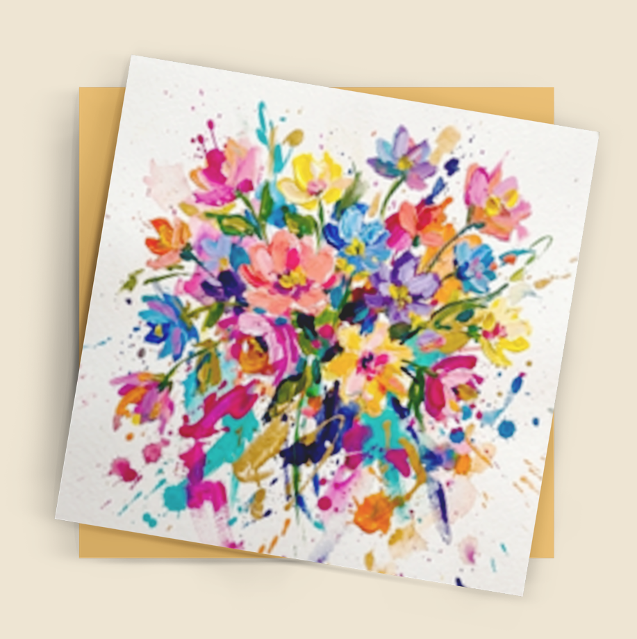 Floral Art Card – Contemporary Floral Design - Bella Leaf StudioPremium Art Prints