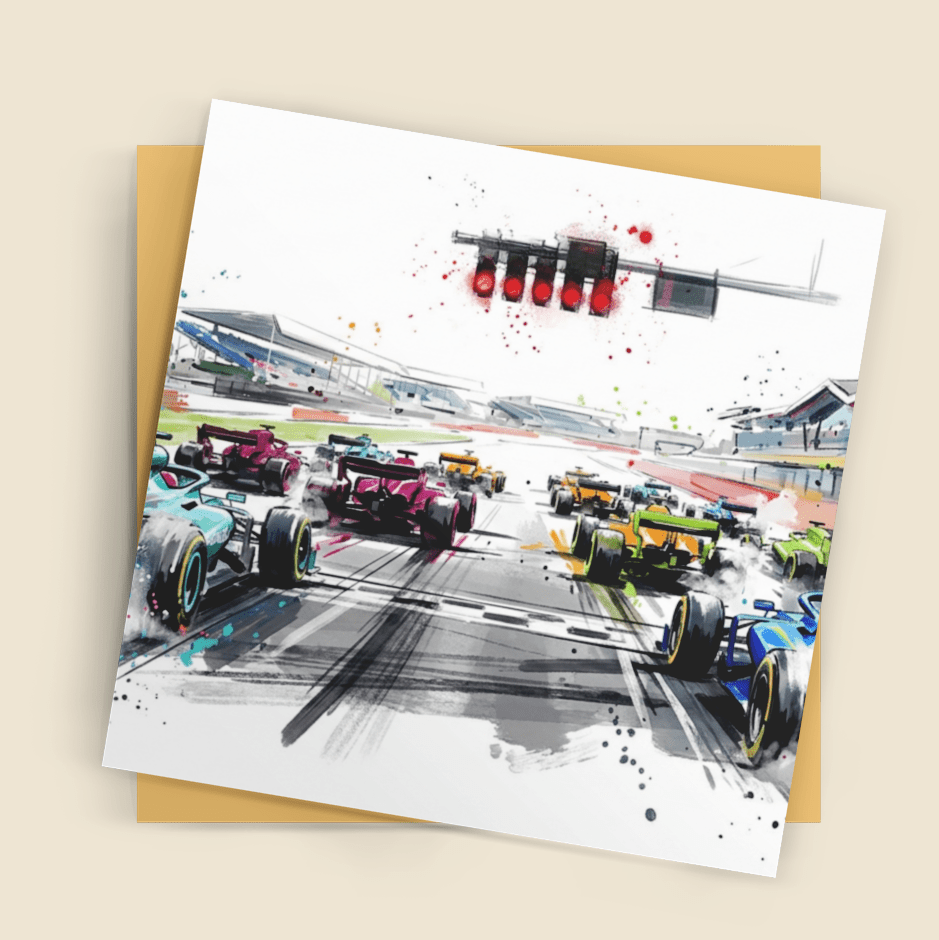 Formula 1 Race Start – Fine Art Greeting Card (6×6) - Bella Leaf StudioPremium Art Prints