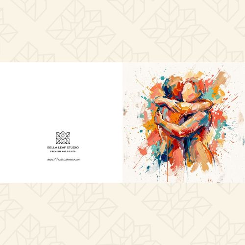 Get Well Soon Card – Uplifting Coloursplash Hug (6×6) - Bella Leaf StudioPremium Art Prints