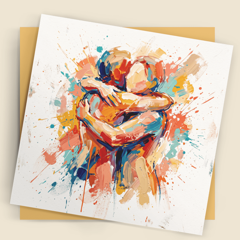 Get Well Soon Card – Uplifting Coloursplash Hug (6×6) - Bella Leaf StudioPremium Art Prints