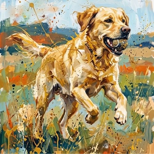 Golden Retriever Art Card – Contemporary Abstract Dog Illustration - Bella Leaf StudioPremium Art Prints