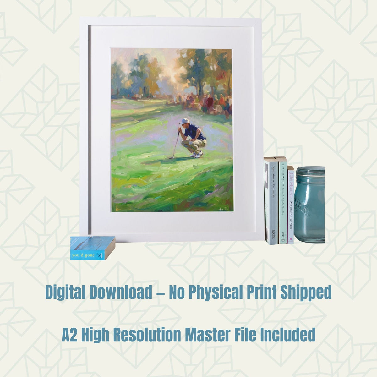 Golfer Lining Up the Putt – Digital Download - Bella Leaf StudioDigital Art Prints