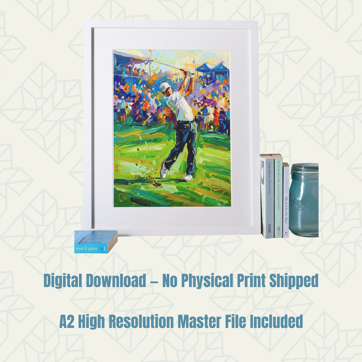 Golfer Tournament Swing Abstract Coloursplash Print – Digital Download - Bella Leaf StudioDigital Art Prints