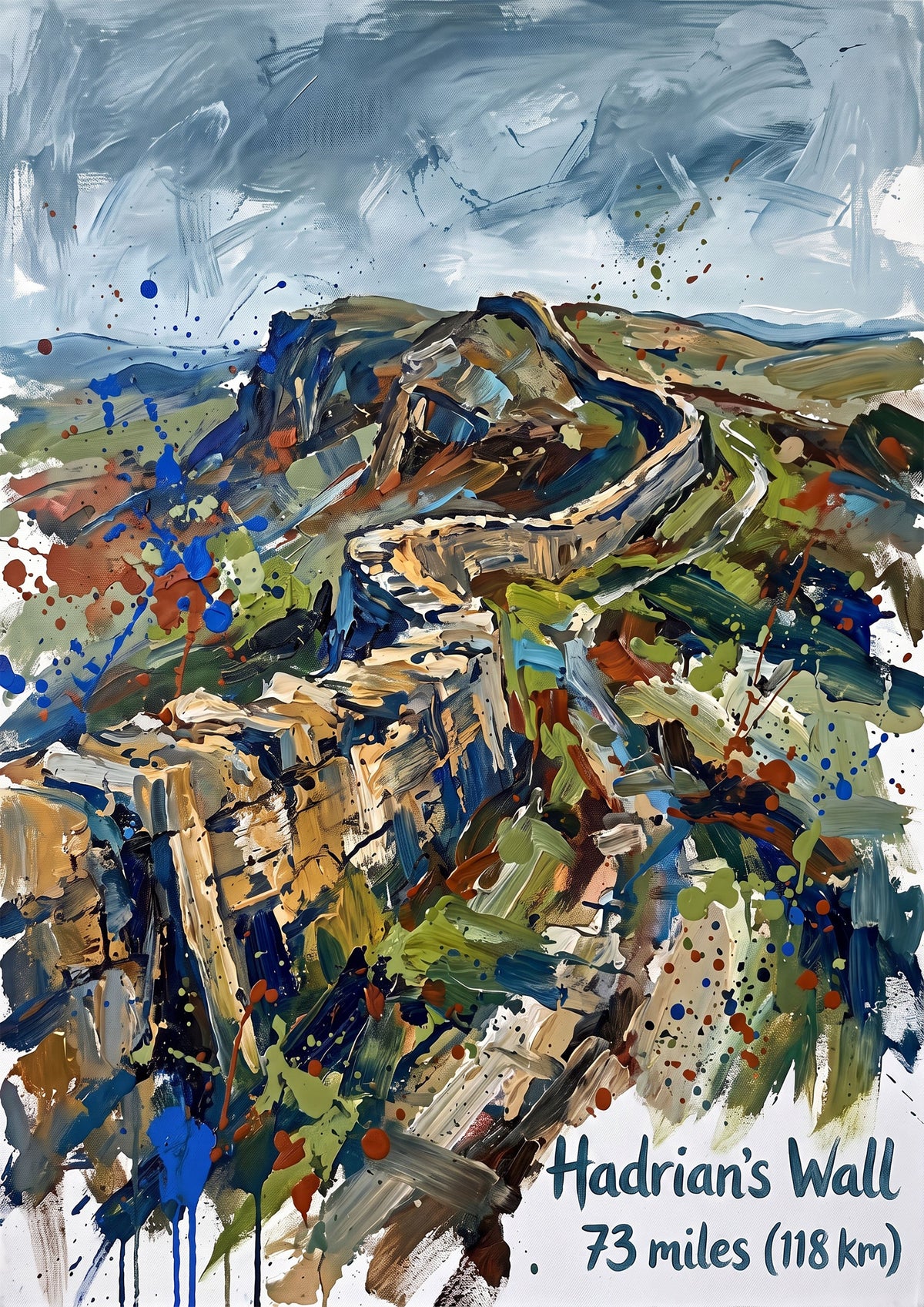 Hadrian's Wall – 73 Mile Trail Art Print | Contemporary Adventure Artwork - Bella Leaf StudioPremium Art Prints