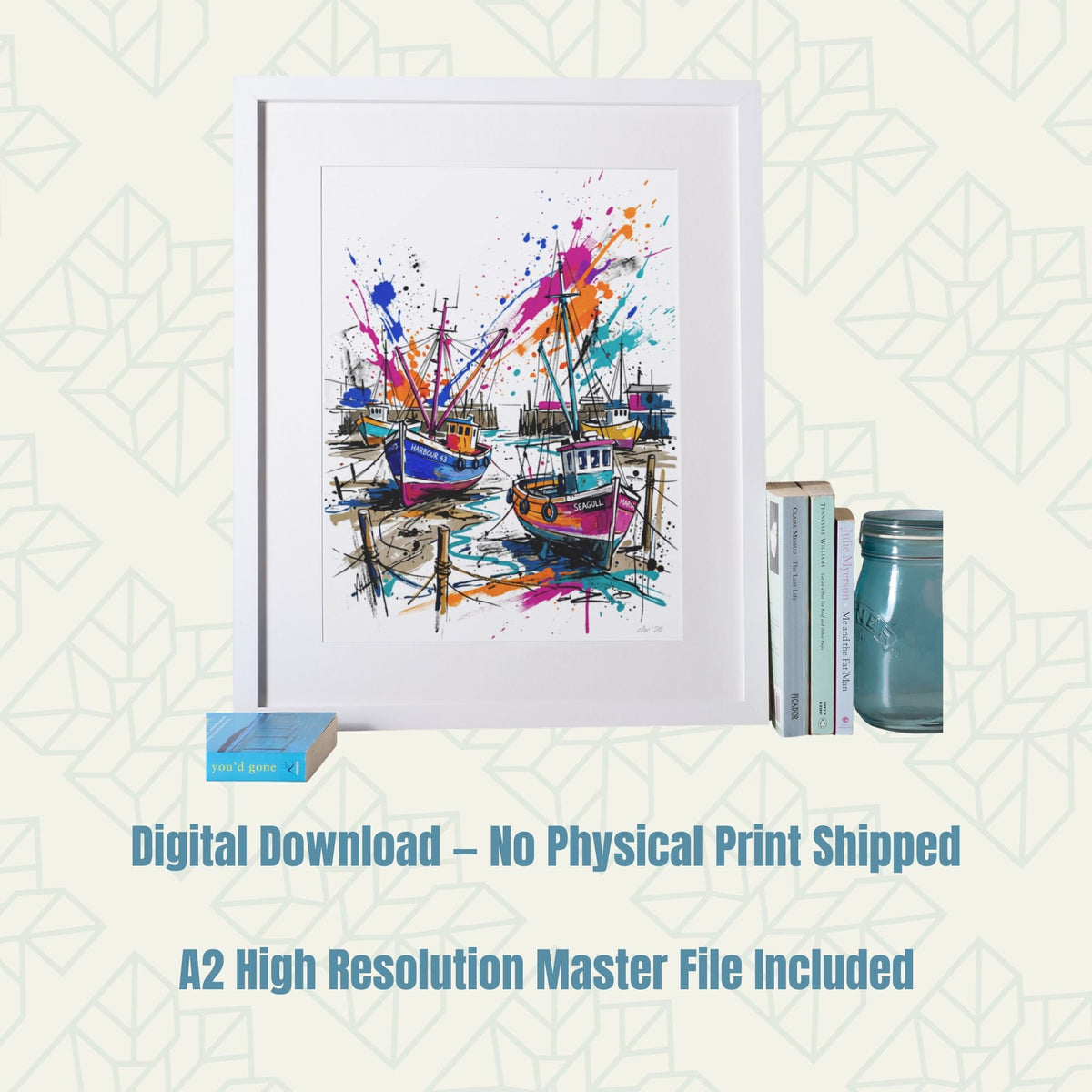 Harbour Boats Coloursplash – Digital Download - Bella Leaf StudioDigital Art Prints