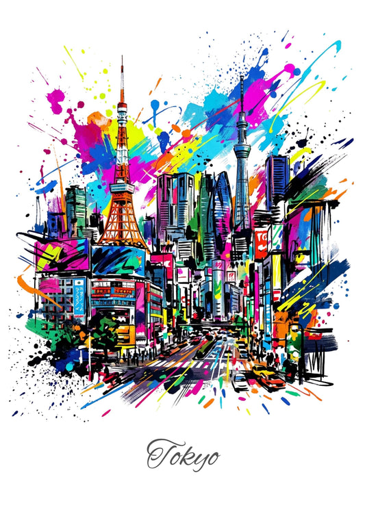 Tokyo Coloursplash Travel Print – Modern Japan Wall Art