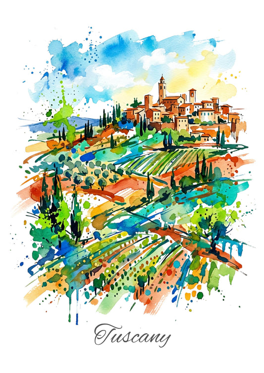 Tuscany Coloursplash Travel Print – Modern Italy Wall Art