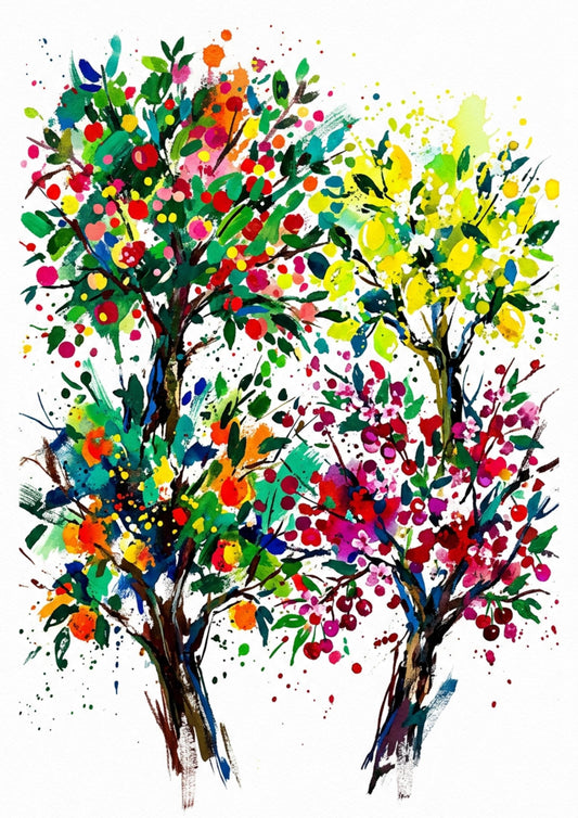 Fruit Trees – Modern Coloursplash Botanical Art Print