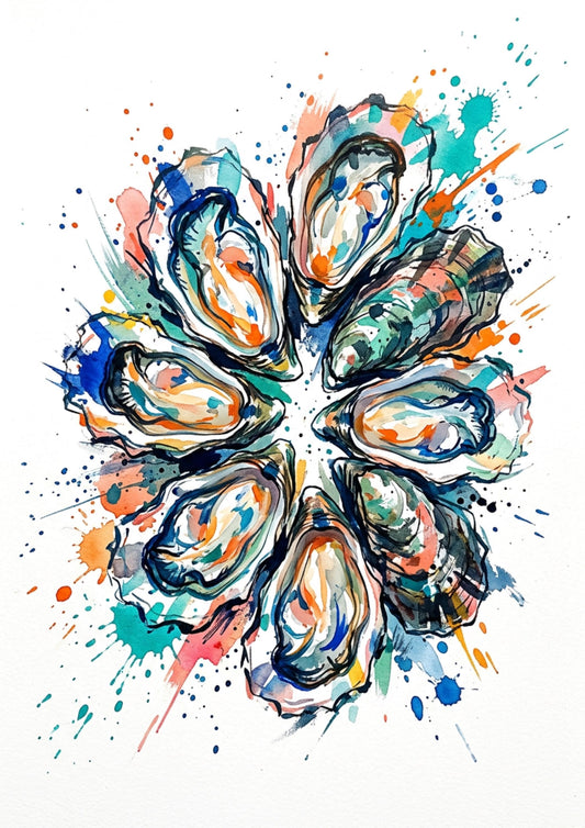 Oyster Shell Coloursplash Coastal Print – Modern Nautical Wall Art