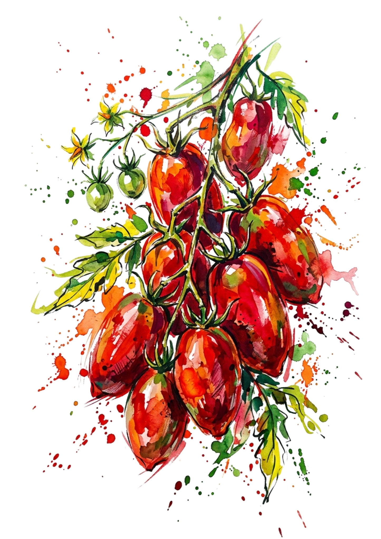 Tomatoes – Modern Coloursplash Kitchen Art Print