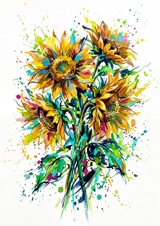Sunflowers – Modern Coloursplash Floral Art Print