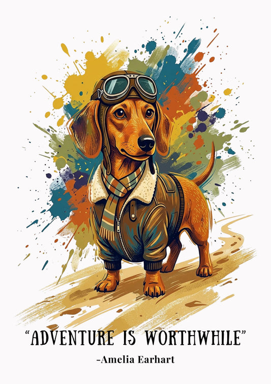 Dachshund Aviator Coloursplash Quote Print – Modern Inspirational Wall Art