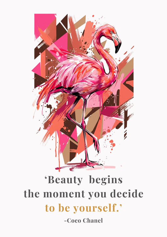 Flamingo Coloursplash Quote Print – Modern Inspirational Wall Art